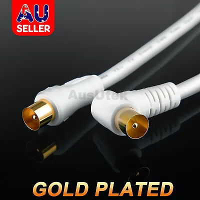 $6.95 • Buy TV Antenna Aerial Cable Cord Coax PAL Male To Male Right Angle Plug 1.8m 3m 5m