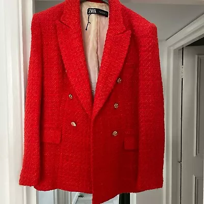 Zara Red Double Breasted Blazer Large  • £19.99