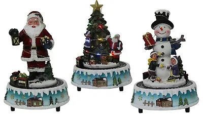 Musical Christmas Ornament - Lightup  Rotating  Festive Santa Snowman Tree Decor • £17.99