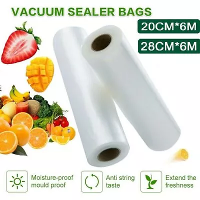 1/2/4 Rolls Food Vacuum Sealer Bags 8 X20' & 11 X20' Vaccum Saver Storage Seal • $10.33