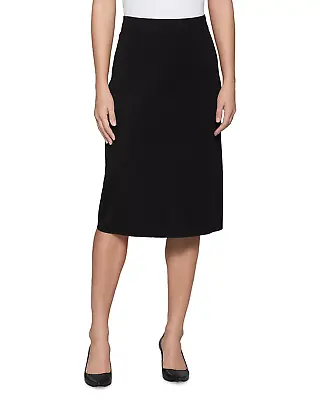 Classic MISOOK Jet Black Knit Straight Skirt - XL - Elastic Pull-up Waistband • $39.99