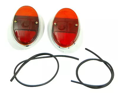 Tail Light Assembly Left & Right Red & Amber Lens Fits Volkswagen Type1 Bug  • $129.99