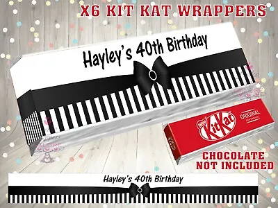 £1.25 • Buy PERSONALISED Black Striped Kit Kat Label / Wrapper Party Bag Filler 18th 21st 30