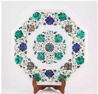 18  White Marble Table Top Center Coffee Inlay Pietra Dura Mosaic Home Decor H29 • $474