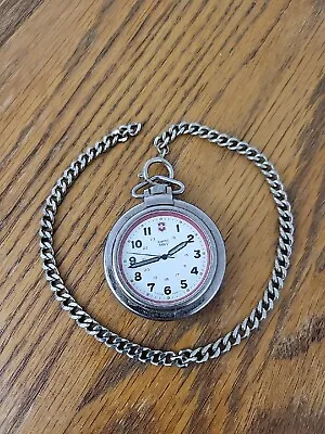 Swiss Army 1-7/8  Pocket Watch With Original Chain Tested Keeps Time New Battery • $99.99