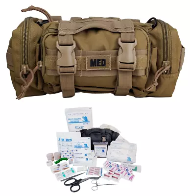 ELITE FIRST AID Rapid Response Medic Kit W/ Tactical Bag STOCKED Trauma EMT TAN • $73.87