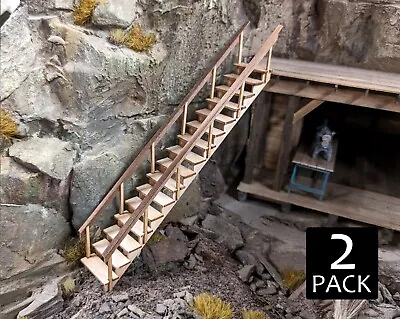 1:48 Scale 36  Staircase Kit With Double Side Railing X2 - O Scale/On30/On2 • $14.95