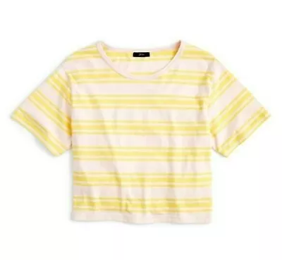 J Crew Women's Cropped Striped T Shirt Sasha Canary Size XXL • $14.99