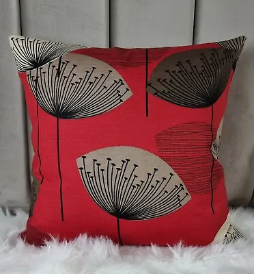 Vintage Retro 50s Sanderson Dandelion Clocks Fabric Cushion Cover Red • £15.49