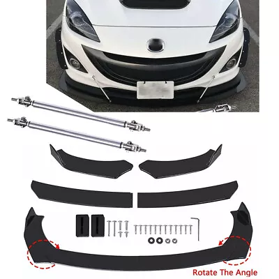 For Mazda 2 3 5 6 Glossy Front Bumper Lip Spoiler Splitter Body Kit + Strut Rods • $39.99