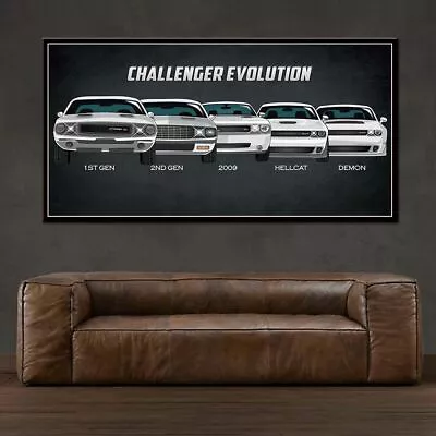 Legendary Car Challenger Evolution Canvas Wall Art Muscle Car Poster Decoration • $19.99