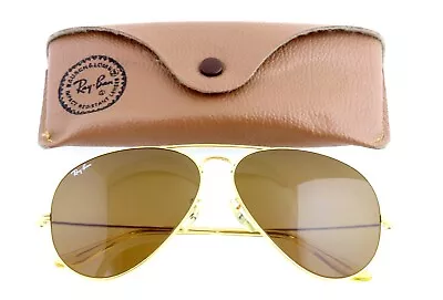 Vintage RAY-BAN B&L RB3025 62mm Gold Brown Aviator Sunglasses USA + CASE • $184.90