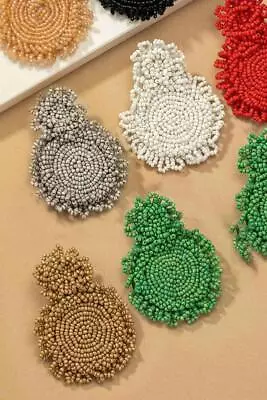 LA3accessories Premium Hand Sewn Seed Bead Disk Drop Earrings • $18.32