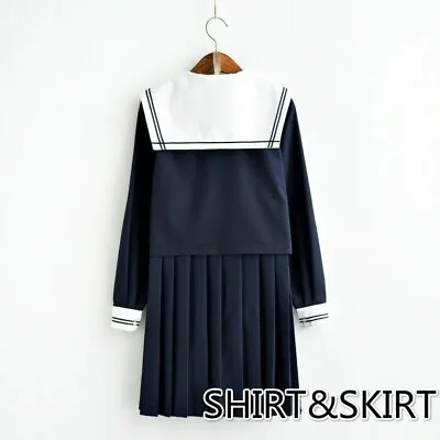Girls Japanese School Uniform JK Sailor Shirt Skirt Outfit Suit Fancy Dress • $75.34