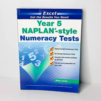 Excel Year 5 NAPLAN Style Numeracy Tests By Allyn Jones 2021 Reprint • $19.50