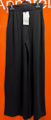 Zara Black Wide Leg Trousers Size Small New With Tag SF • £16.95