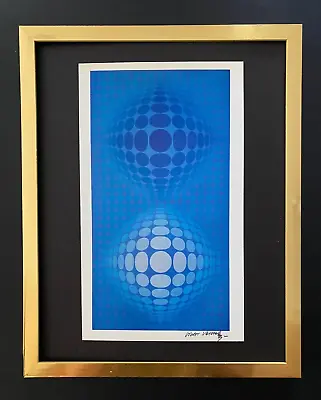 Victor Vasarely + Signed Geometric Abstract Print From 1970 + With New Frame • $159