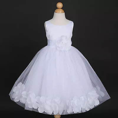 US Seller White Communion Wedding Flower Girl Bow Dresses 12M 18M 2/2T 4 6 8 10 • $28.99