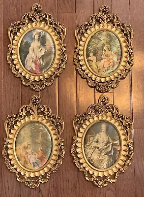 4 Vtg Empire Art Products Framed Satin Fabric Art  Gold Molded Frames • $34.99