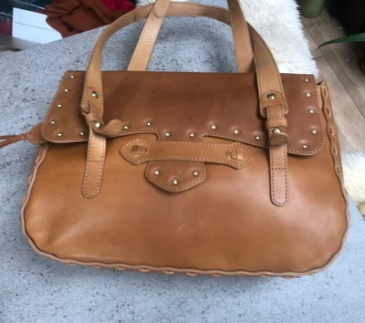 £15 • Buy Tan Ochre Blue Leather Bag