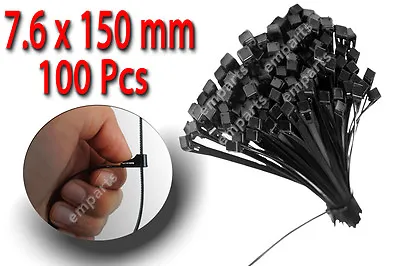 £4 • Buy 100 Black Reusable Releaseable Cable Ties Tidy Wrap Strap Locking 7.6mm X 150mm