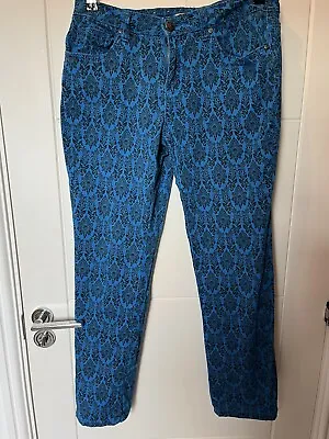 Vintage Earl Jean Blue Jacquard Print Jeans Size 14 • £8