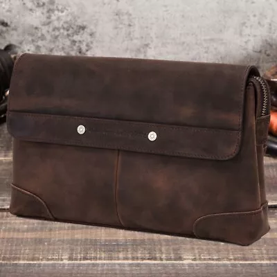 Retro Men Cowhide Leather Case Pockets Business Travel Handbag For 7.9 Inch Ipad • $52.19