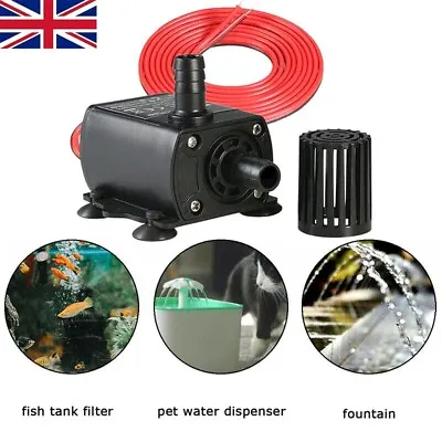 Fountain Aquarium Mini DC 12V Brushless Pump Pond Pool Submersible Water Pump UK • £7.49