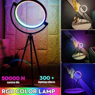 RGB LED Ring Light Bedside Table Desk Lamp Tripod Stand Atmosphere Night Light • $62.88