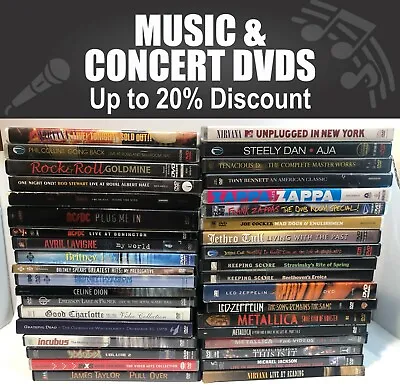 $6.95 • Buy MUSIC DVD Collection // Save 20% When You 3 Or More