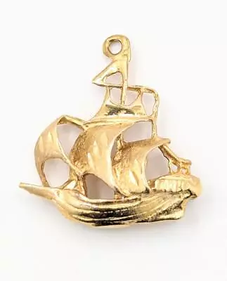 14K Solid Yellow Gold Diamond-Cut Sail Boat Ship Vessel Traditional  (LP1086767) • $339.99