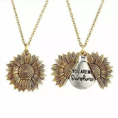 You Are My Sunshine Necklace | Sunflower Necklace | Gold Sunflower Locket | Sunf • $16.50