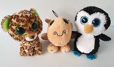 TY Beanie Babies Boos 3x Lot Bundle Plush Soft Toys 15cm Leopard Camel Penguin • $29.99