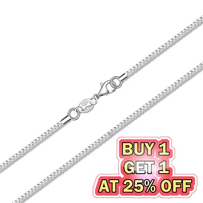 925 Silver Plated Box Chain Fashion Necklace W/ Lobster Lock Men Women's 16-24  • $1.95