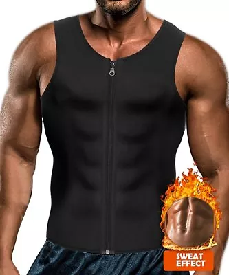 $9.99 • Buy Men's Neoprene Body Shaper Zipper Waist Trainer Sauna Sweat Weight Loss Vest AU
