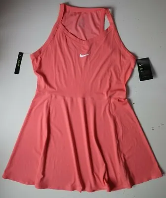 £52.99 • Buy Nike Court Dri Fit Ribbed Knit Tennis Racerback Dress - Sunblush Av0724-655 - Xs