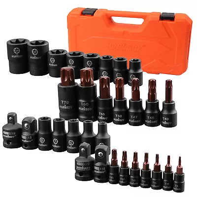 31Pcs Torx Bit Socket External Socket Set Star Socket Bits Female E-Torx Sockets • $38.99