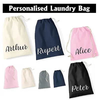 Drawstring Laundry Bag Eco Bag Cotton Plain Reusable Storage Large Washing Gym • £6.39