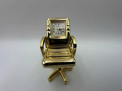 Brass Novelty Shelf Desk Miniature Clock Elgin 2.5  Office Chair ~ New Battery • $9.99