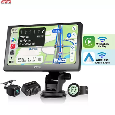 ATOTO P8 Portable 7'' Car Stereo 1080P On-Dash Cam+Rear DVR Cam Wireless Control • £159.99