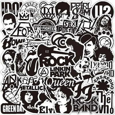 £3.99 • Buy 50 Rock Stickers Metal Punk Bands Guitar Amp Music Decal Stickerbomb Skateboard