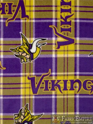 NFL Minnesota Vikings Plaid Licensed Fleece Fabric SOLD BY THE YARD • $17.90