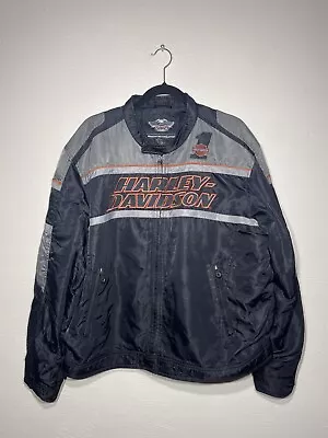 Mens Harley Davidson Windbreaker Black Gray Jacket Size Xlarge. **Defect Shown • $55