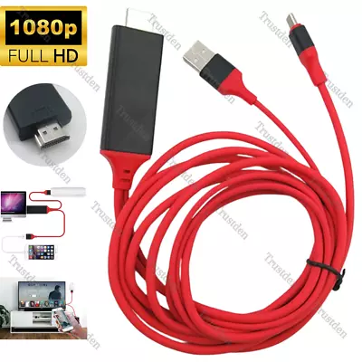 For IPhone 14 13 12 8 7 6 IPad HDMI Mirroring Phone To TV HDTV Adapter AV Cable • $11.45