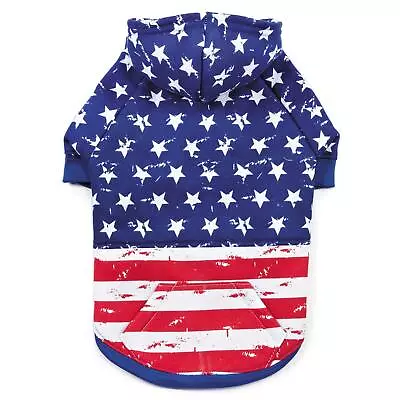 Zack & Zoey Distressed American Flag Hoodie For Dogs Small/Medium • $24.31