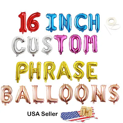 16  Custom Letter Number Mylar Balloon Banner Personalization Rose Gold Silver • $2