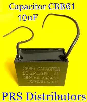 CBB61 10uF 10mF Motor Ceiling Fan Capacitor Replacement 2-Wire 450VAC 50/60 HZ • $7.85