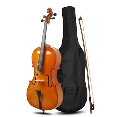 4/4 Full Size Natural BassWood Cello Set With Bag+Bow+Bridge+Rosin With Bag • $157.99