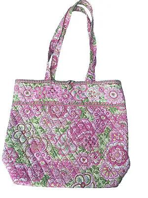 VERA BRADLEY Beautiful Floral Petal Pink & Green Purse Shoulder Handbag Retired • $9.20