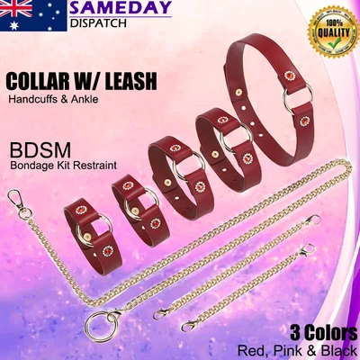 BDSM Bondage Kit Collar Handcuffs Ankle Cuffs Couples Fetish Restraint Sex Toy • $34.99